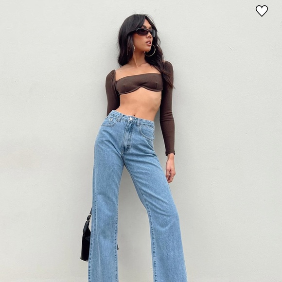 Princess Polly Tops - Princess Polly Becca Long Sleeve Crop Top Brown